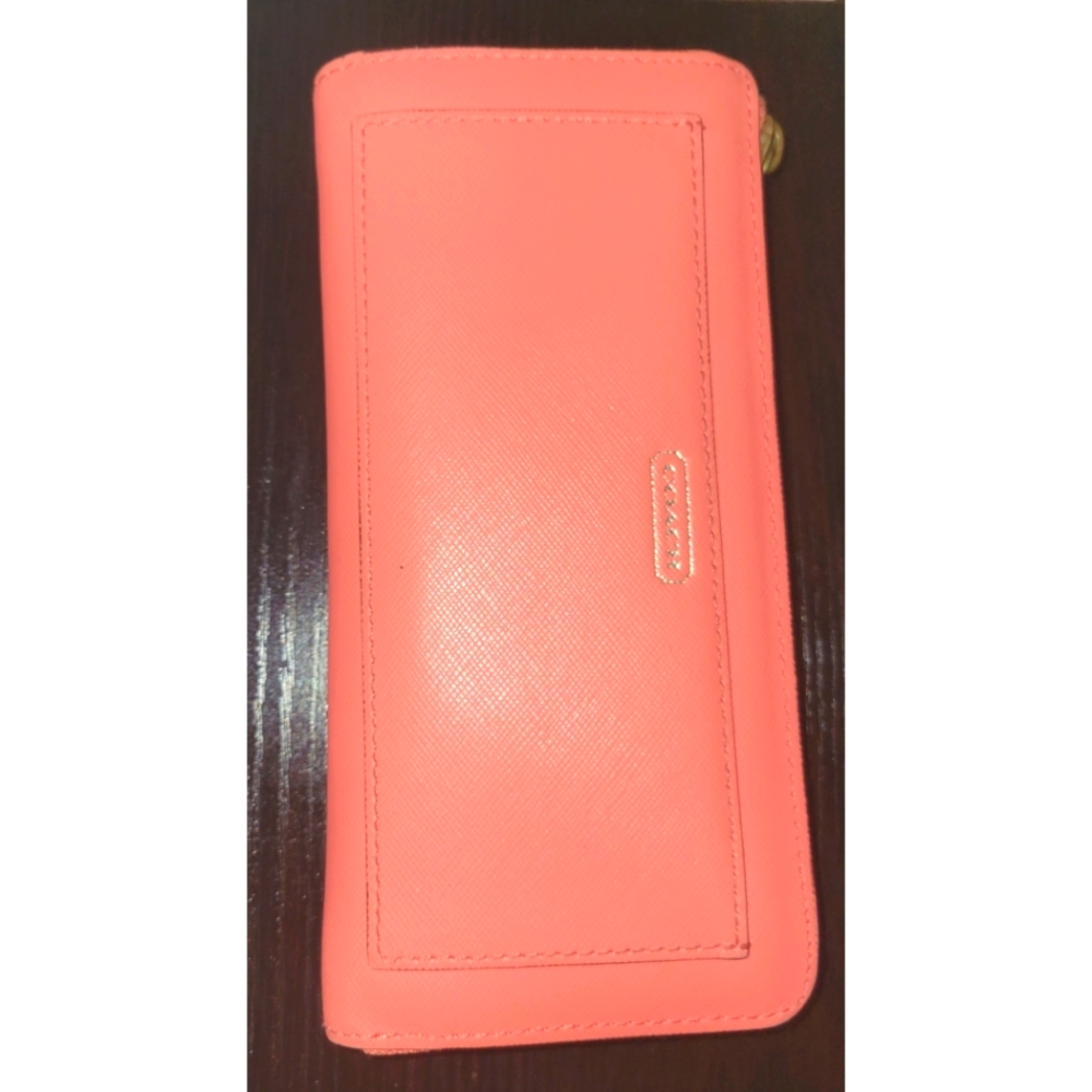 Coral Coach Leather Wallet